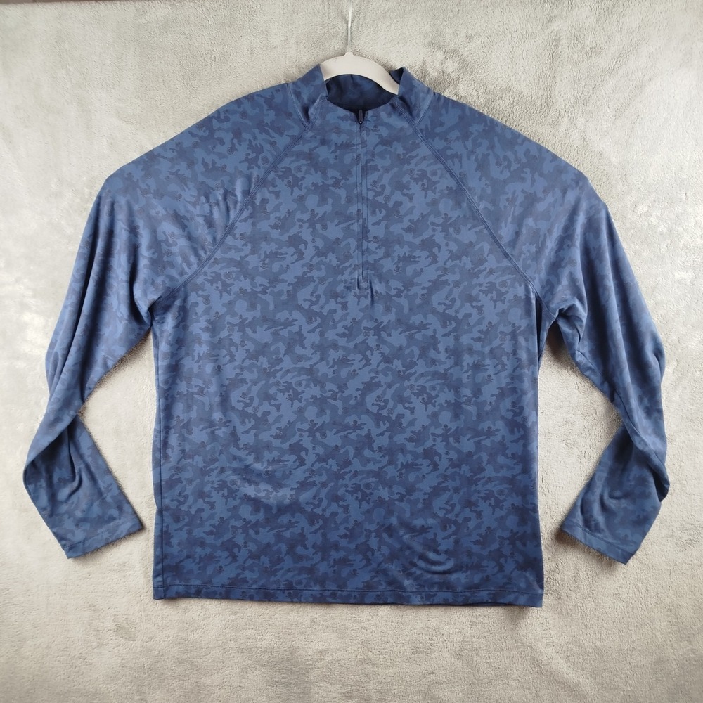 G/FORE Blue Camo Skull Quarter Zip Pullover Shirt Mens Large Golf